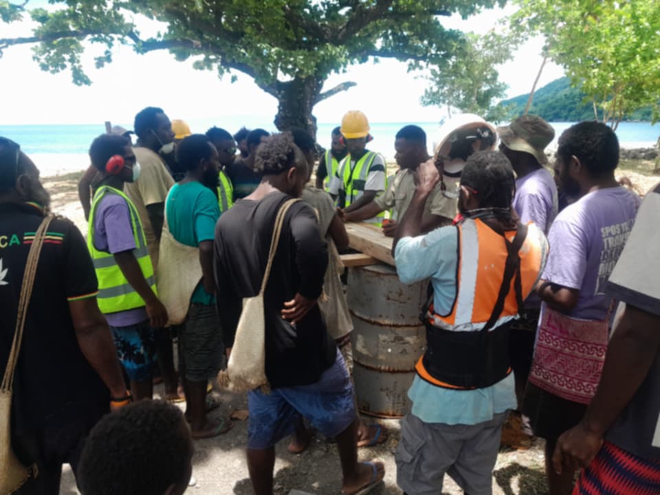 Photo 2 - Carpentry Trainer, Joseph Mael, and participants during a session