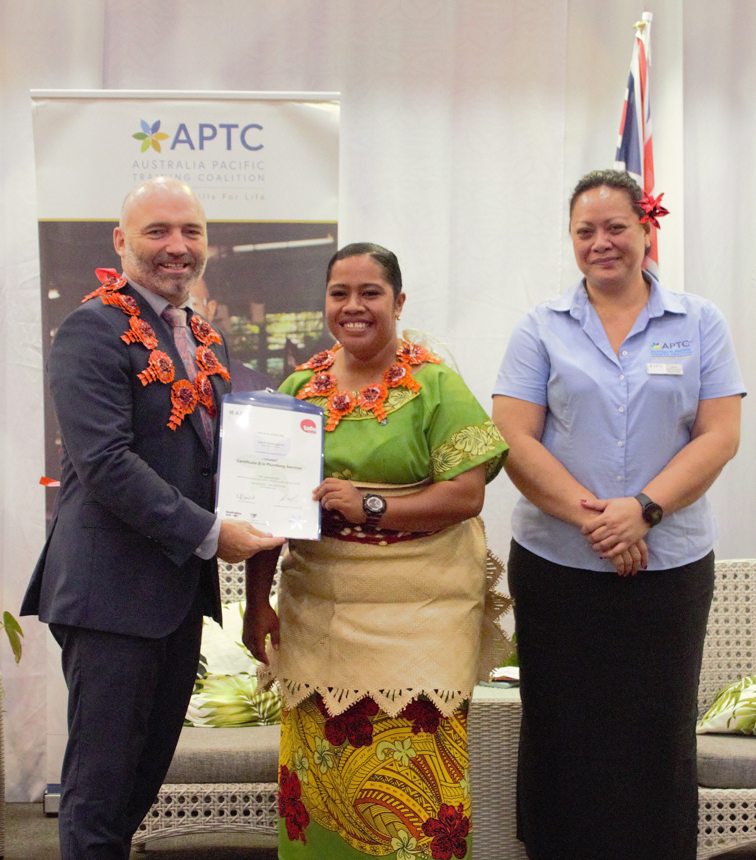 Photo 4 - Ms Takui Vaisingano graduating with a Certificate II in Plumbing Services