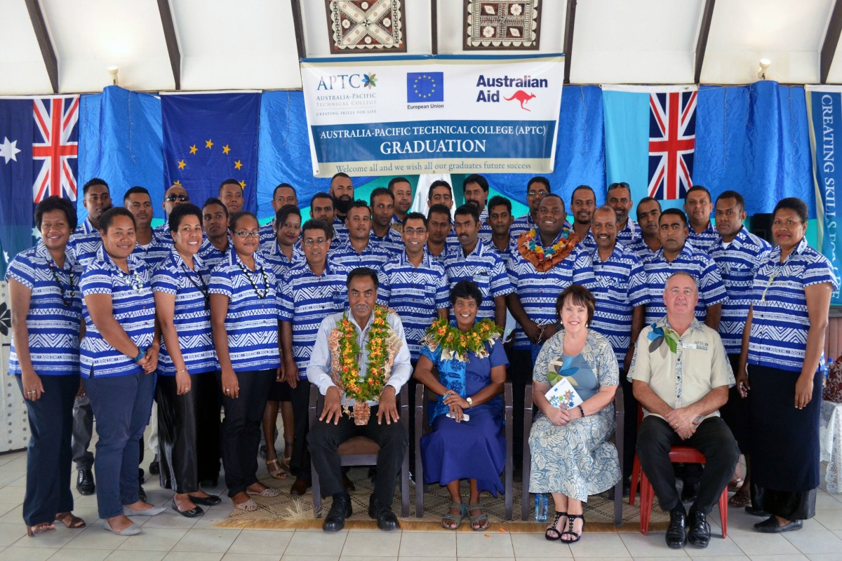 Students who graduated wiith Australian qualifications under the EU-funded Training Support to the Fijian Sugarcane Industry Project in Labasa today.