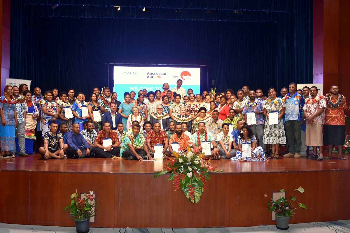 APTC graduates after receiving their certificates at the graduation ceremony in Suva, Fiji, on Monday 11 September 2023. - Copy