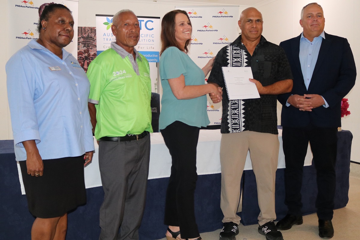 APTC’s PNG Executive Country Director, Renée Archer (third from left) and Mayur Resources Ltd Executive Director, Musje Werror (second from right), are joined by other reps...