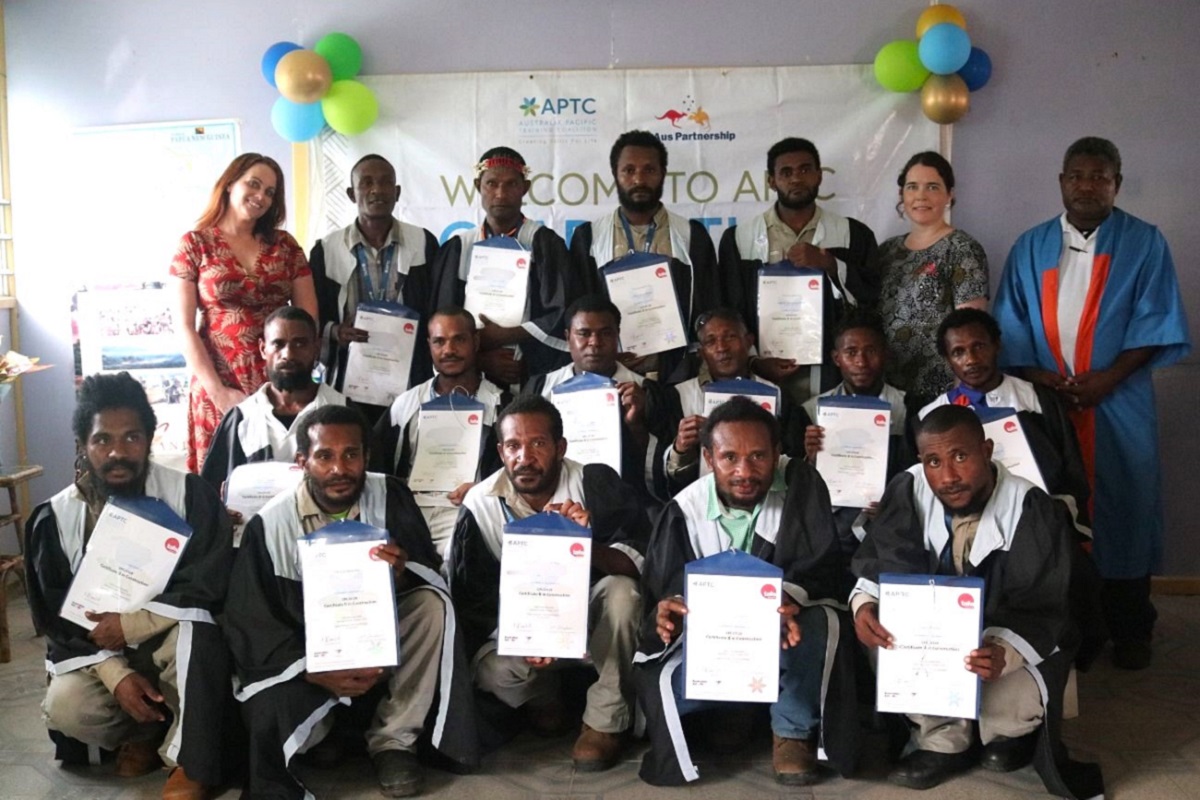 Certificate II in construction graduates in Manus, who completed their skills training program provided by APTC.