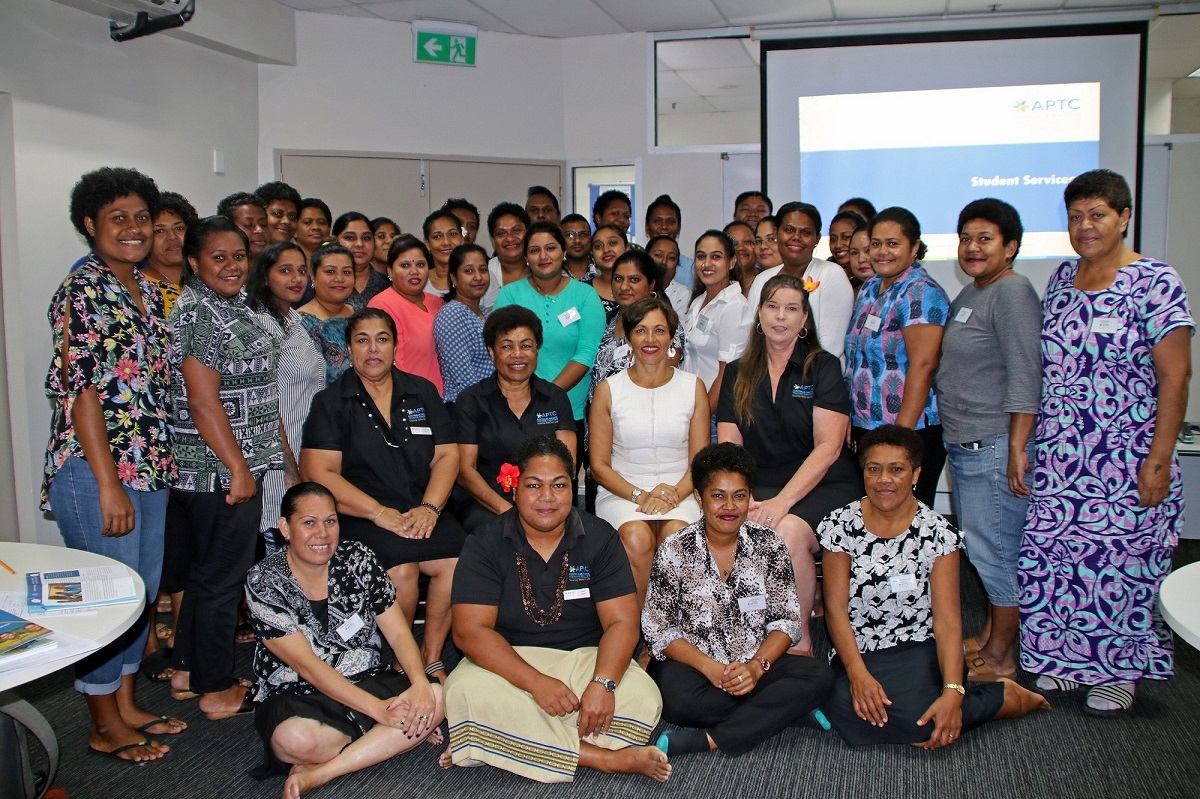 Participants of the Fiji aged care pilot program with APTC staff at the training.