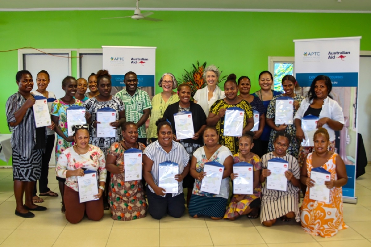 Working in Aged Care Preparation skill set participants with their certificates in the Solomon Islands.